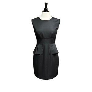 Tahari Myra Black Sleeveless Peplum Dress Size 6 NEW